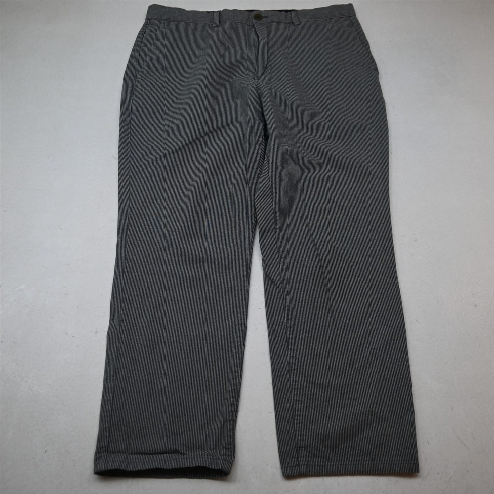 Banana Republic 36x30 Gray Striped 100% Cotton Aiden Slim Dress Chino Mens Pants